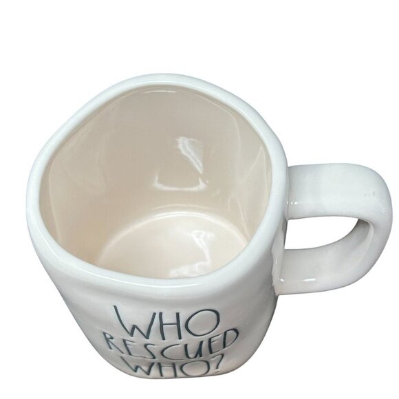 Rae Dunn Pet Mug Who Rescued Who 16oz Pet Lover Gift Magenta Ceramic Tea Decor - Picture 6 of 8